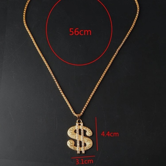 Gold Plated Dollar Symbol Charm Necklace - Picture 3 of 5
